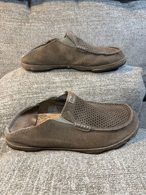 OluKai Men's Moloa Kohana slip-on leather loafer perforated suede Size 9